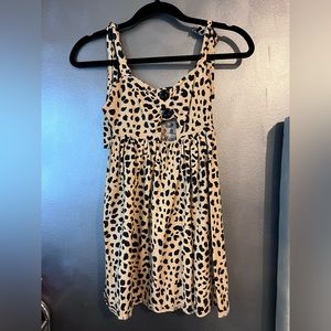 ASOS DESIGN Petite exclusive leopard print mini button front sundress